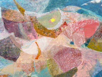 PORTENART (Jeanne). "The Curved Space" (1959). Oil on panel, titled, dated, signed...