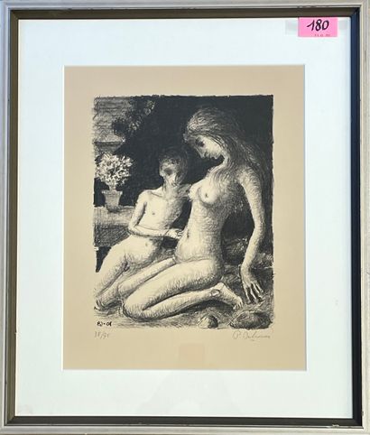 DELVAUX (Paul). "L'Azalée bleue" (1969). Lithographie en noir tirée sur vélin d'Arches,...