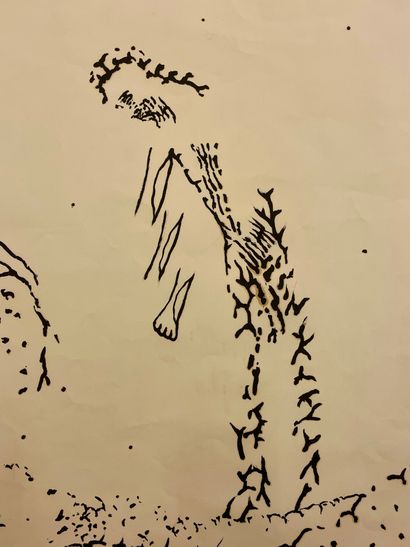 PETLIN (Irving). "性格"（1970年）。英格尔纸上的印度墨水，右下角有日期和签名。支持物和主题的尺寸：65 x 50厘米。