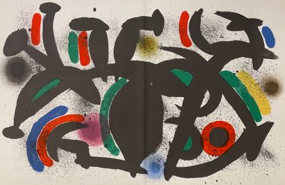 MIRO (Joan). "Compositions". Meeting of 2 lithographs in colors pasted on cardboard....