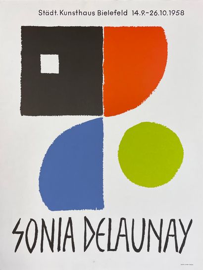DELAUNAY (Sonia). 海报（1958年）。彩色石版画。支持物和主题的尺寸：65 x 50厘米（有小的打击痕迹）。