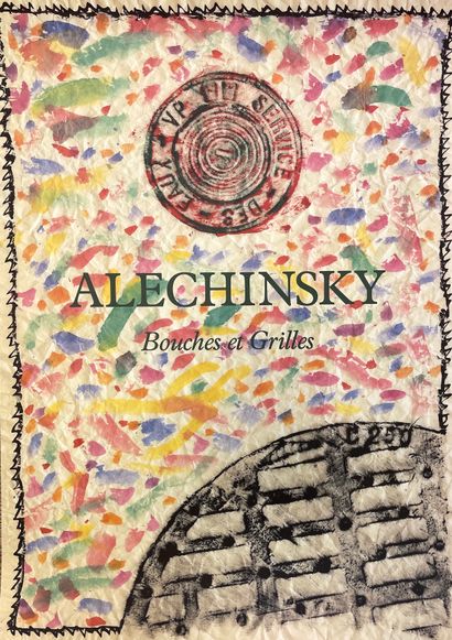ALECHINSKY (Pierre). "平衡"（1966）。彩色锌板胶印飞溅，并在锌板上直接印有黑色的胶片画。作为 "Pierre Alechinsky, Appel,...