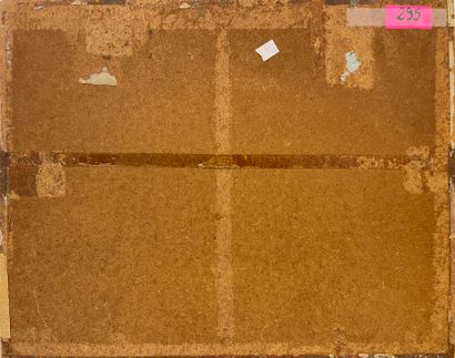 null MARQUES (Guilherme)."非洲的热闹之路"（1940年）。画板上的油画，左下角有日期和签名。支持物和主题的尺寸：40 x 49.5厘米...