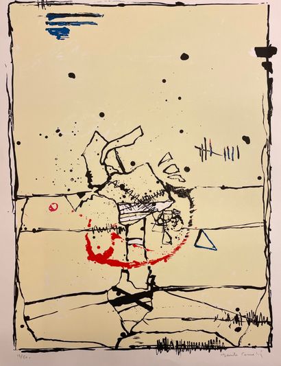 KRAGULY (Radovan). "兔子系列AB N°5"（1980年）。印在B.F.K de Rives上的黑色蚀刻画，有标题，只是30/50，用铅笔签名。支持物和主题的尺寸：65...