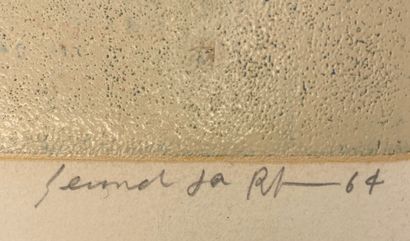 null RHEE（Seund Ja）。"龙的反射"（1964年）。纸上单版画，标题、日期和铅笔签名。尺寸：50 x 43厘米（右上角有轻微放电）。Seund Ja...