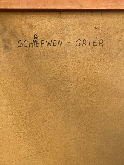 VERDOODT (Jan). "Schreewen-Grier". Huile sur toile marouflée sur panneau, signée...