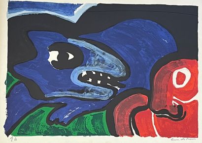 LINDSTRÖM (Bengt). "Heure bleue" (1973). Lithographie en couleurs tirée sur papier...