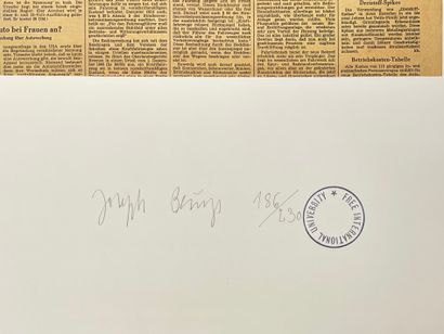 BEUYS (Joseph). "Der Motor"（1980年）。彩色胶印在厚纸上，编号186/230，用铅笔签名。支持物和主题的尺寸：69.5 x 97....