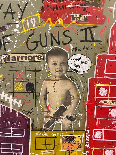 null BAXTER. "Way of the Guns II". Acrylique et Posca sur toile, datée et signée...