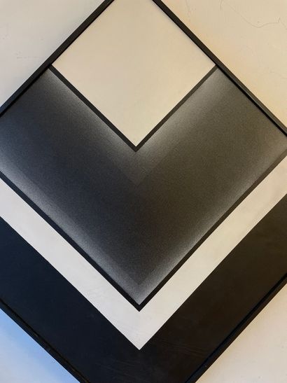 VERDREN (Marcel Henri). "组成"（1968年）。布面油画，背面有日期和签名，装在黑色木框中。框架尺寸：82.5 x 82.5厘米；主题：80...