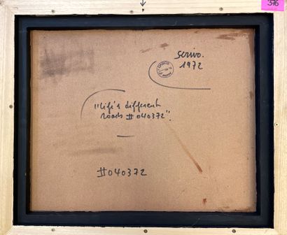 null 斯里沃。"生活的不同道路"（1972年）。油画在面板上，右下角有标题、日期和签名，装在木框中。框架尺寸：54 x 64厘米；主题：50 x 60厘米。
