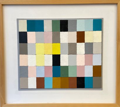 CLAREBOUT (Pierre). "颜色的研究"（2014年）。油画在面板上，有日期，并在背面签名，安装在一个木框中。框架尺寸：73.5 x 65.5厘米；主题：50...