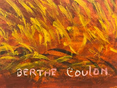 COULON (Berthe). "Field of Wheat" (ca 1969). Oil on cardboard, signed on the lower...