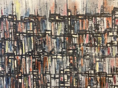 HICK (Jean). "Industrial City" (1958). Oil on canvas, titled, dated and signed on...