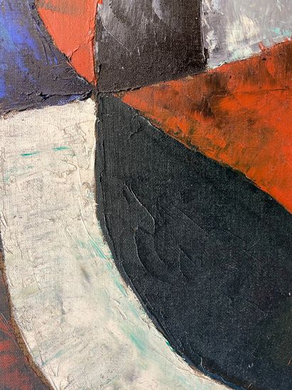 STEVO (Jean). "组成"（1959年）。布面油画，背面有日期和签名。支持物和主题的尺寸：100 x 80厘米。
