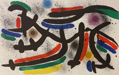 MIRO (Joan). "Compositions". Meeting of 2 lithographs in colors pasted on cardboard....