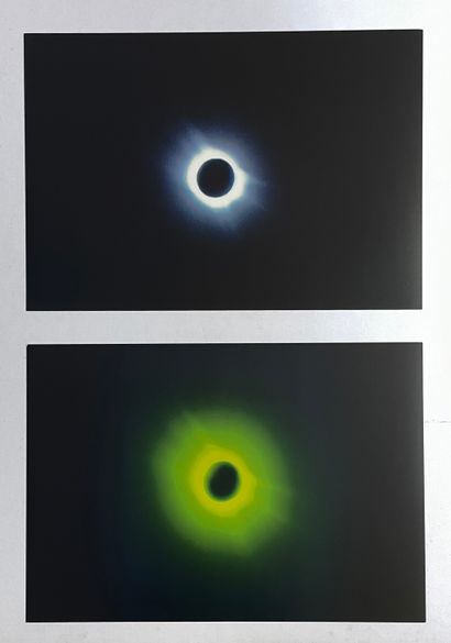 JANSSENS (Ann Veronica). "Eclips"（2013）。4张彩色胶版的重合，都是75/75，每张都用铅笔在背面写上（A、B、C或D）。尺...