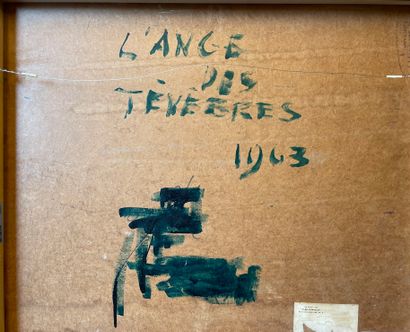 PORTENART (Jeanne). "黑暗的天使"（1963年）。油画，左下角有标题、日期和签名，装在底部的鎏金框架中。画框尺寸：60.5 x 70厘米；主题：56...