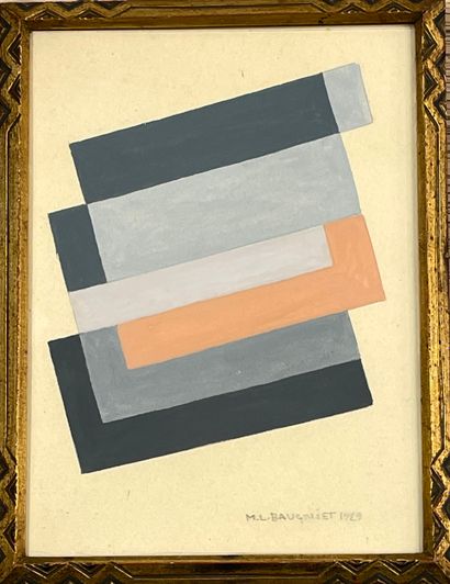 BAUGNIET (Marcel-Louis). "Composition" (1929). Gouache sur papier, datée et signée,...