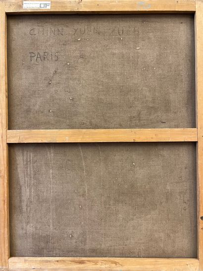 null CHINN (Yuen Yuey). "Composition" (ca 1960). Huile sur toile, située à Paris,...