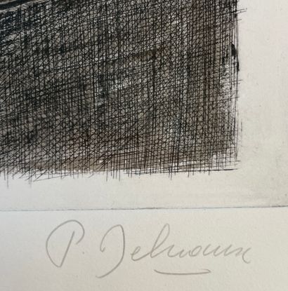 DELVAUX (Paul). "Les Derniers beaux jours"（1978）。彩色蚀刻在日本纸上，有水彩的加强，只是。17/45，用铅笔签名，装在一个镀金的木框里。画框尺寸：74...