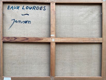 JANSON (Marc). "沉重的水"（约1965年）。布面油画，右下角有标题和签名，装在一个木框里。背面是巴黎Henri Bénézit画廊的标签。画框尺寸：90.5...