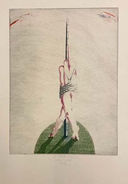 null KLAUKE (Jürgen). Untitled (1972). Etching in colors printed on strong paper,...