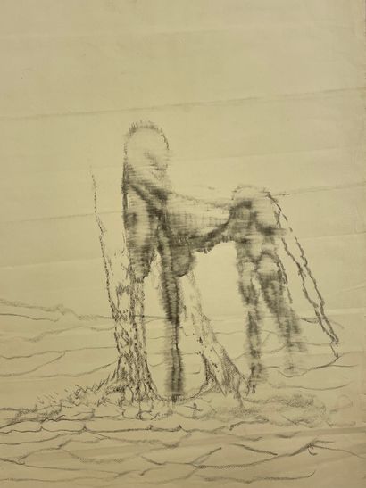PETLIN (Irving). 人物（约1960-1962）。描图纸上的印度墨水，右下角有文字说明。支持物和主题的尺寸：43 x 35.5厘米（有细微的折叠痕迹）/IDEM。人物（约1960-1962）。描图纸上的印度墨水，右下角有图案。支撑物和主题的尺寸：43...