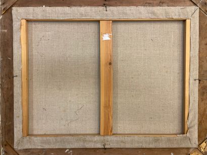 MELS (René). "抽象构成"（1947年）。布面油画，右下角有日期和签名，装在一个镀金的木框中。框架尺寸：64 x 79厘米；主题：50 x 65.5...