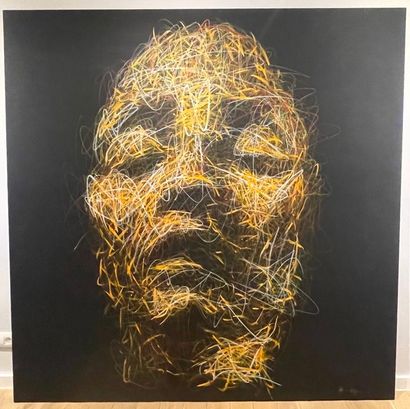 null NGUYEN (Hom). "Human" (2019). Acrylic and Posca on canvas, signed on the lower...