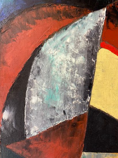 STEVO (Jean). "Composition" (1959). Oil on canvas, dated and signed on the back....
