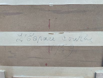 PORTENART (Jeanne). "弯曲的空间"（1959年）。油画，标题，日期，签名在右下角，安装在一个金木框架。支架和主题的尺寸：95 x 122厘米...