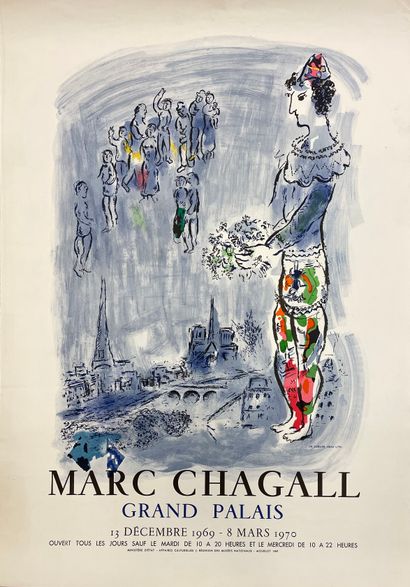 CHAGALL (Marc). 无题》（1970年）。海报。彩色石版画，为他1970年在巴黎大皇宫的展览而作。P., Mourlot, 1970, 尺寸：71 x...