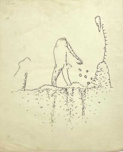 PETLIN (Irving). 人物（约1960-1962）。描图纸上的印度墨水，右下角有文字说明。支持物和主题的尺寸：43 x 35.5厘米（有细微的折叠痕迹）/IDEM。人物（约1960-1962）。描图纸上的印度墨水，右下角有图案。支撑物和主题的尺寸：43...