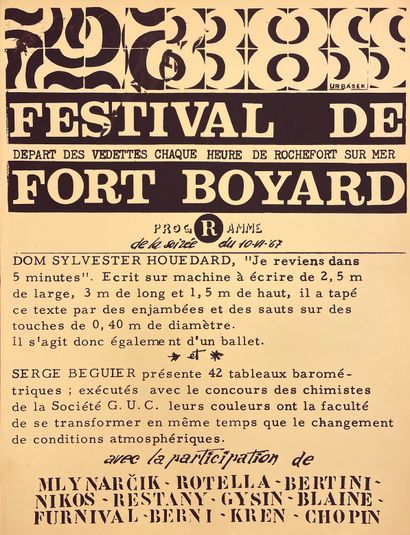 null BERTINI / CHOPIN / ROTELLA - "Fort Boyard Festival"（1967年6-7月）。2张海报的重合（2个变体），以丝网印刷的形式呈现。尺寸：(2...