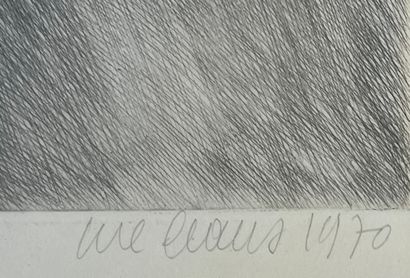 CLAUS (Luc). "人物"（1970年）。纬线纸上的黑色蚀刻画，有日期，只是。 7/8和铅笔签名，安装在垫子和银铝框架下。框架尺寸：76.5 x 60.5厘米；主题：48.5...