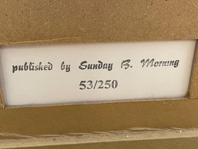 WARHOL (d'après Andy). "电椅"（1971年）。彩色绢印画，印在厚纸上，只是53/250，背面有黑色印章，装在黑色木框里。出版社Sunday...
