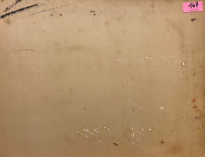COULON (Berthe). "麦田"（约1969年）。木板油画，右下角有签名。支持物和主题的尺寸：42 x 57厘米（左下角有折痕）。