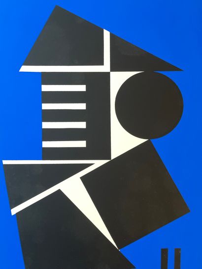 DELAHAUT (Jo). 无题》（1956年）。双色绢画，印在结实的纸上，用黑笔注明日期和签名。限量发行150份。尺寸：49 x 34厘米（左下角有折痕）（...