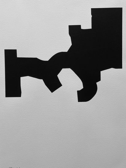 CHILLIDA (Eduardo). "组成"。黑色丝印在厚纸上，装在垫子和木框里。框架尺寸：70 x 50厘米；主题：55 x 42厘米。