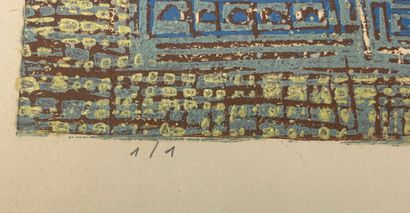 null RHEE (Seund Ja). "Galaxy" (1964). Monotype printed on B.F.K. de Rives, titled,...