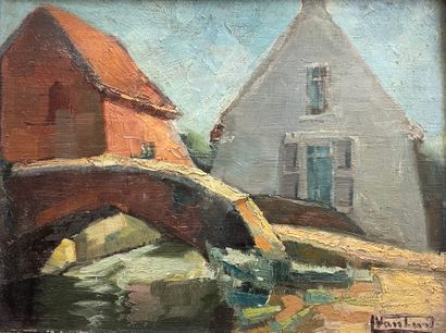 VAN LINT (Louis). "Woluwe-Saint-Lambert". Oil on panel, signed in the lower right...