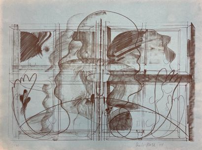 ROTH (Dieter). 无题》（1974年）。石版画印在B.F.K. de Rives上，有日期，只是73/100和铅笔签名。支持物和主题的尺寸：56 x...