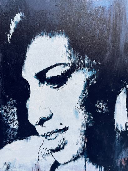 null SOYER (Tom). "Amy Winehouse". Huile et aérosol sur panneau, signée au coin infér....