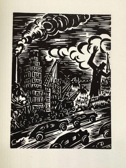 MASEREEL (Frans). My country. One hundred woodcuts. S.l., L'Auteur, 1956, 8°, br....