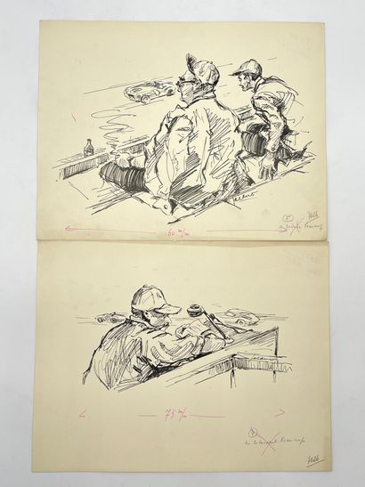 null JACANO. Set of 4 drawings in Indian ink, all signed. Various sizes : from 15,5...