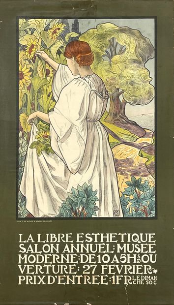 COMBAZ (Gisbert). "La Libre Esthétique" (1902). Lithographie en couleurs pour le...