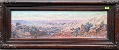 null NOIRÉ (Maxime). "Orientalist Landscape, Algerian Mountains". Oil on canvas,...