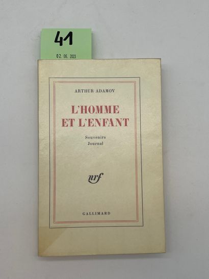 ADAMOV (Arthur). L'Homme et l'Enfant. Souvenirs. Journal. P., NRF, 1968, in-12, br....