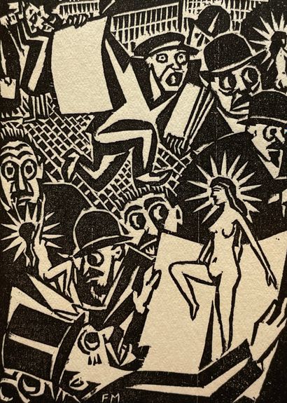 MASEREEL (Frans). 想法。他的出生，他的生活，他的死亡。83张图片，由Frans Masereel绘制和木刻。P., Ollendorff, 1920,...